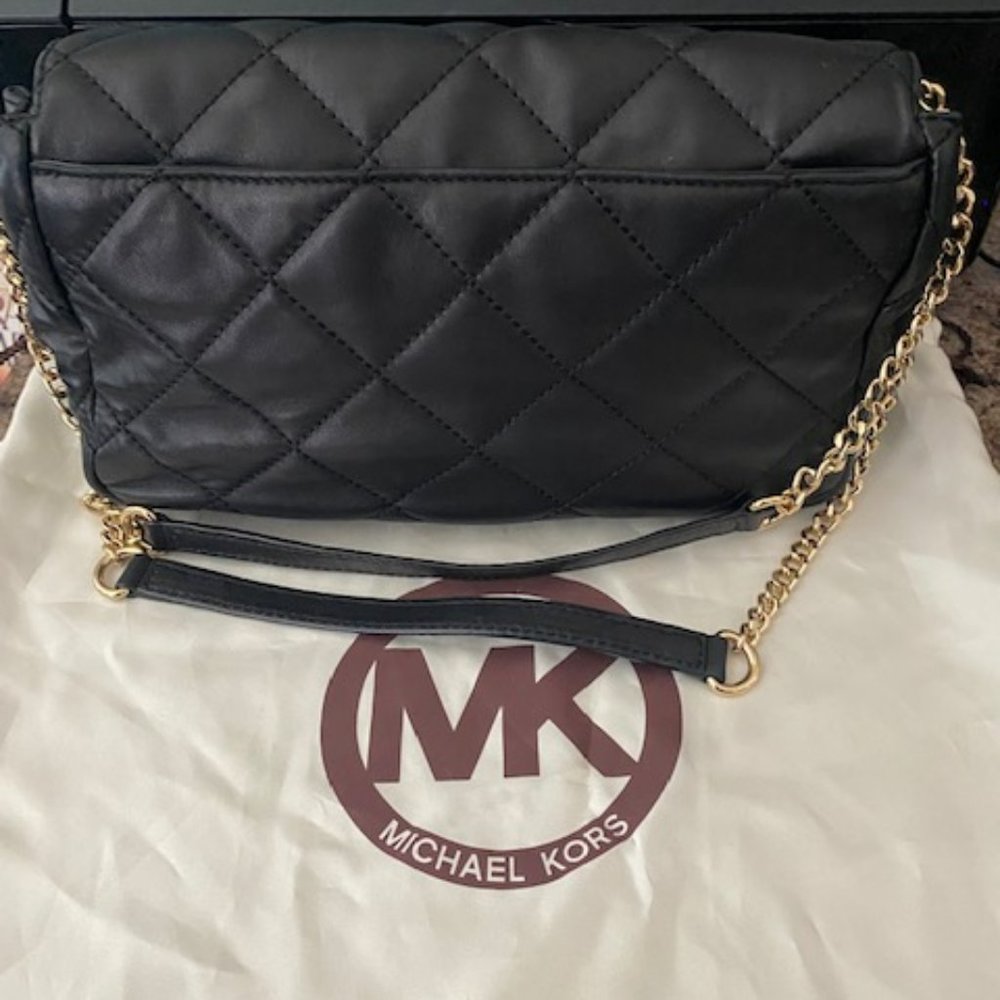 Michael Kors Sloan Leather Chain Quilted Black Bag - Picture 3 of 8